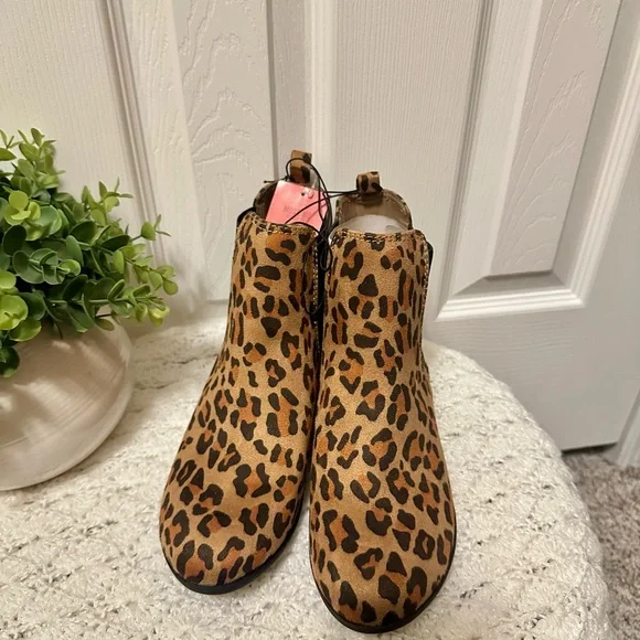 Mossimo Supply Co Animal Print Brown Black Faux Suede Ankle Bootie Boots sz 8 - Picture 5 of 7